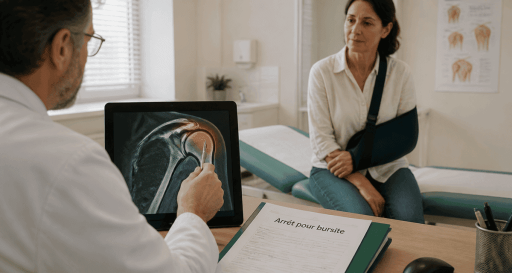 bursite épaule arrêt de travail femme médecin IRM