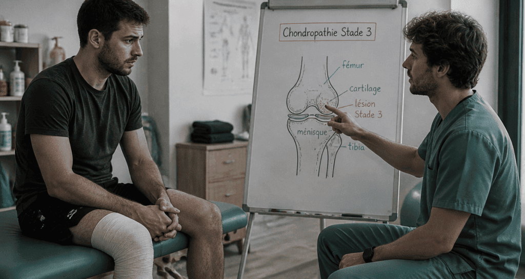 chondropathie stade 3 genou traitement patient kinésithérapeute