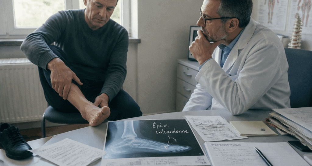 Combien d'arret de travail pour une épine calcanéenne, examen du pied chez le médecin