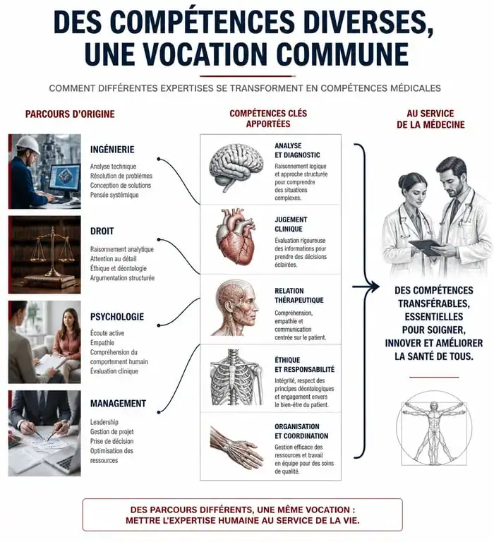 Infographie des compétences transversales pour une lettre de motivation passerelle médecine