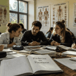 Étudiants medecine en roumanie révisant ensemble