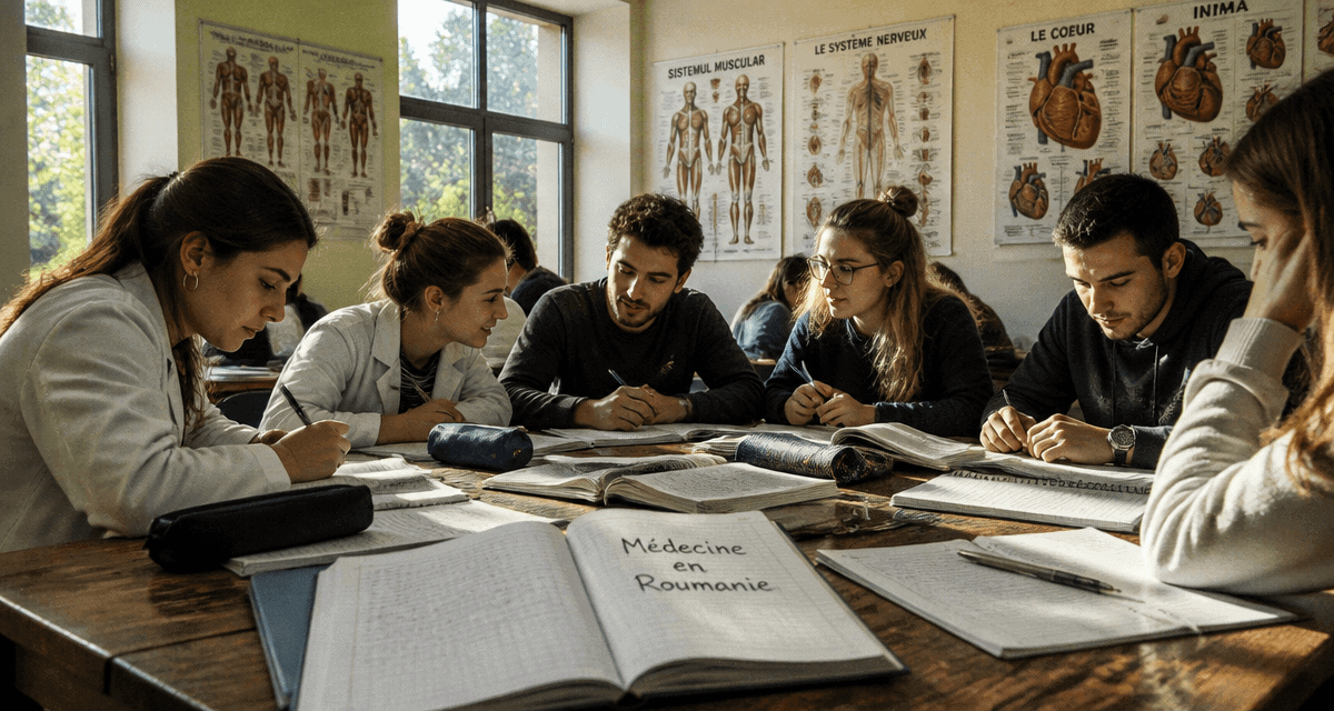 Étudiants medecine en roumanie révisant ensemble
