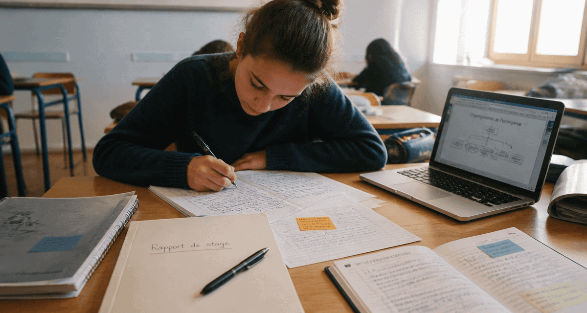 ex de rapport de stage 3eme eleve écrivant