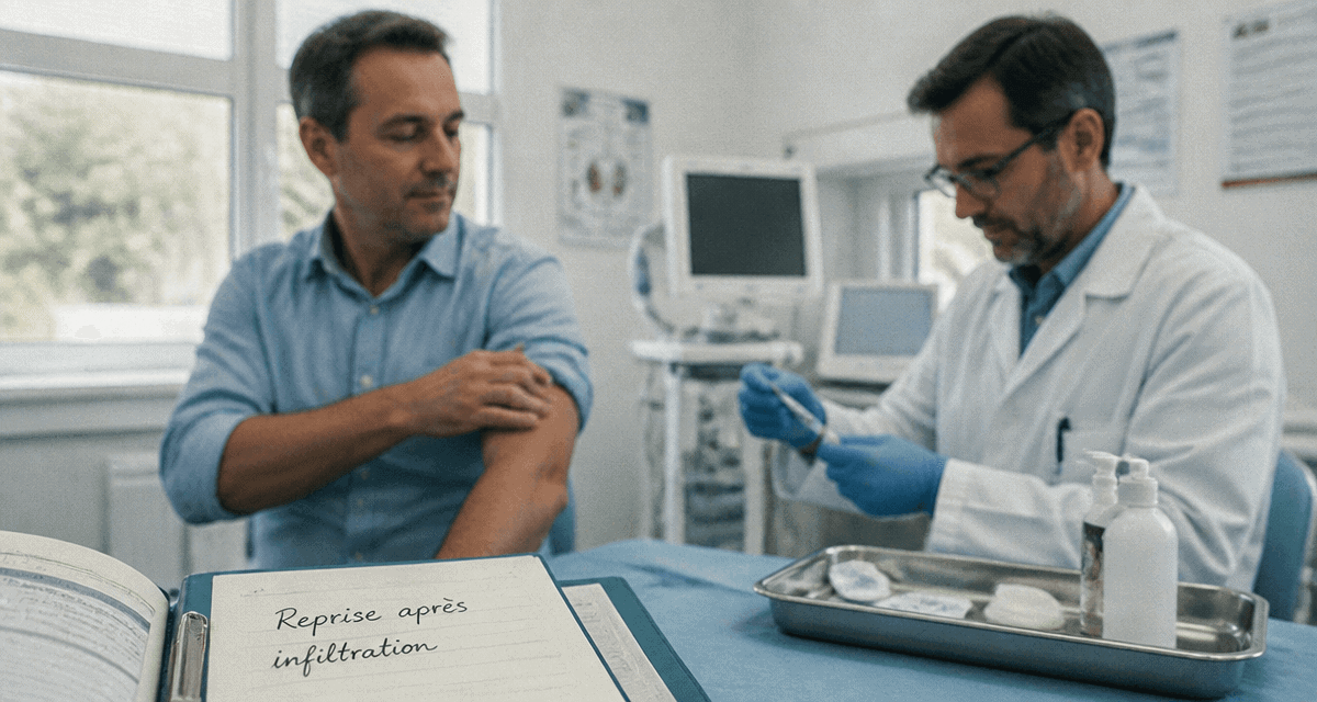 peut on travailler apres une infiltration de l'épaule, médecin prépare une injection