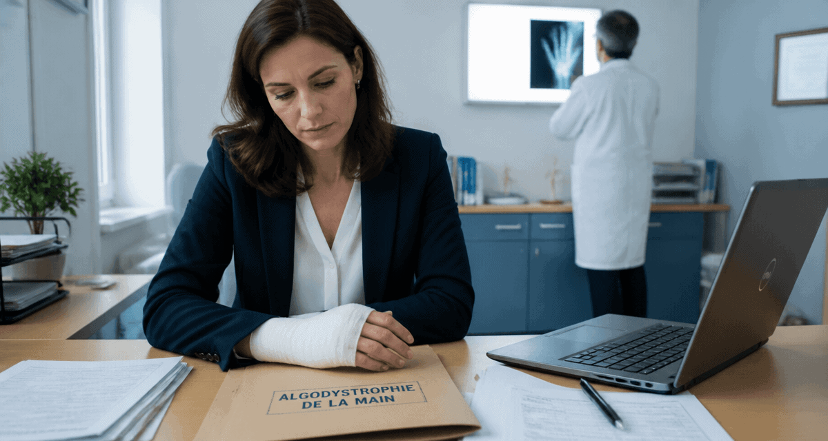 peut on travailler avec une algodystrophie de la main, femme main bandée au cabinet
