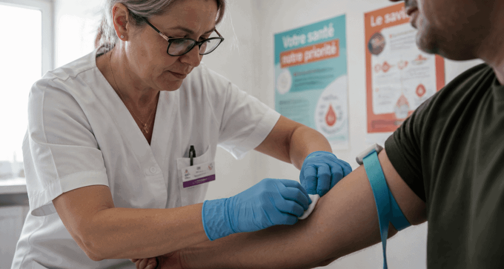 prise de sang mal faite conséquence bras patient