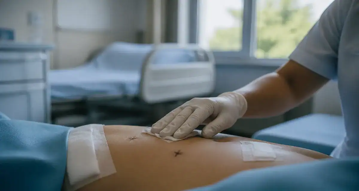 coelioscopie cicatrice abdomen pansement
