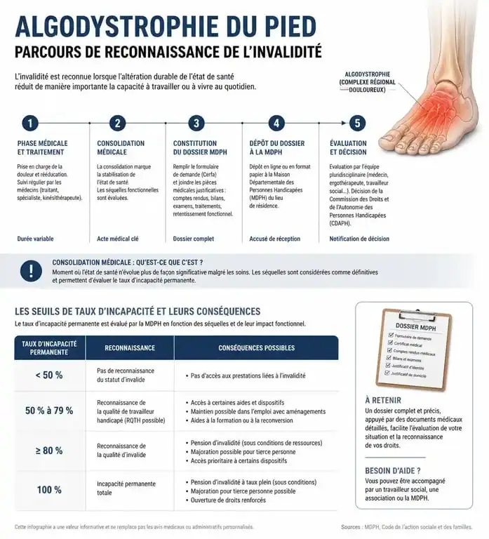 Parcours de reconnaissance de l'invalidité pour algodystrophie du pied et étapes administratives