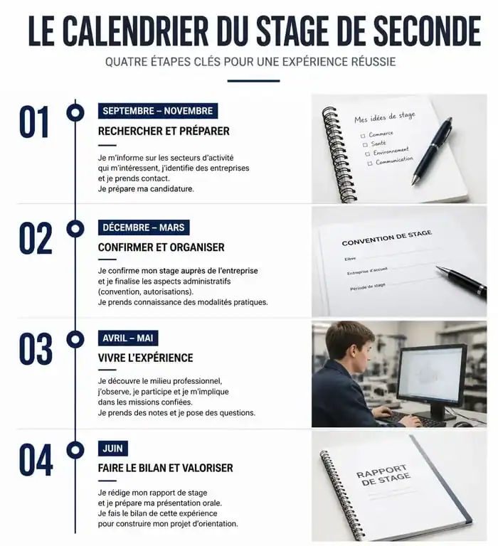 Calendrier et étapes clés du stage de seconde pour les lycéens