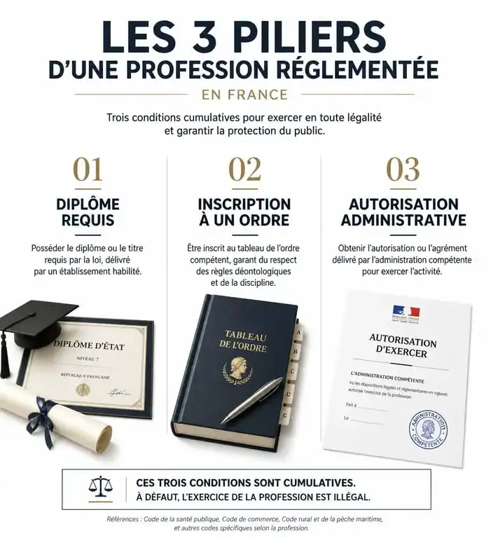 Infographie des critères d'accès à une profession réglementée en France