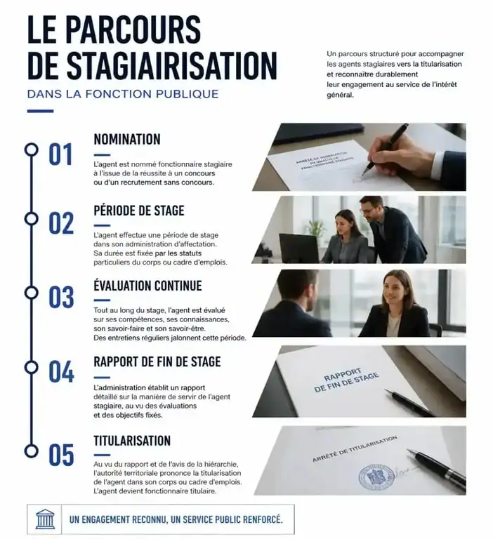 Schéma du parcours de stagiairisation dans la fonction publique française