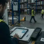 formation TSMEL : technicien en entrepôt avec tablette et étiquettes