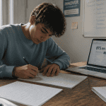 Lettre de motivation pour BTS en alternance manuscrite sur bureau