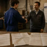 Metier apprentissage : contrat CAP, documents et poignée de main formation
