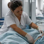 Aide-soignante à l'hôpital en binôme avec l’infirmier : repositionnement patient et soins