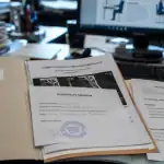 Discopathie c5-c6 maladie professionnelle : dossier médical et certificat sur un bureau