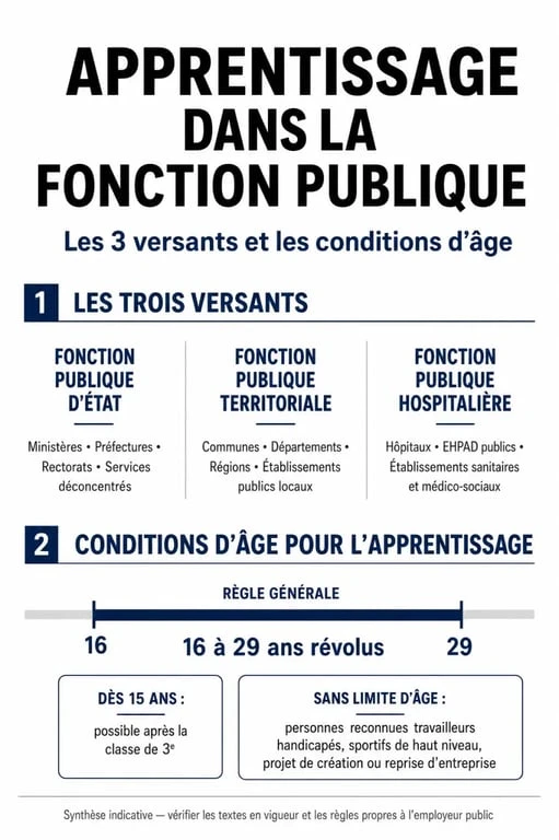 Infographie sur les conditions et les secteurs de l'alternance dans la fonction publique