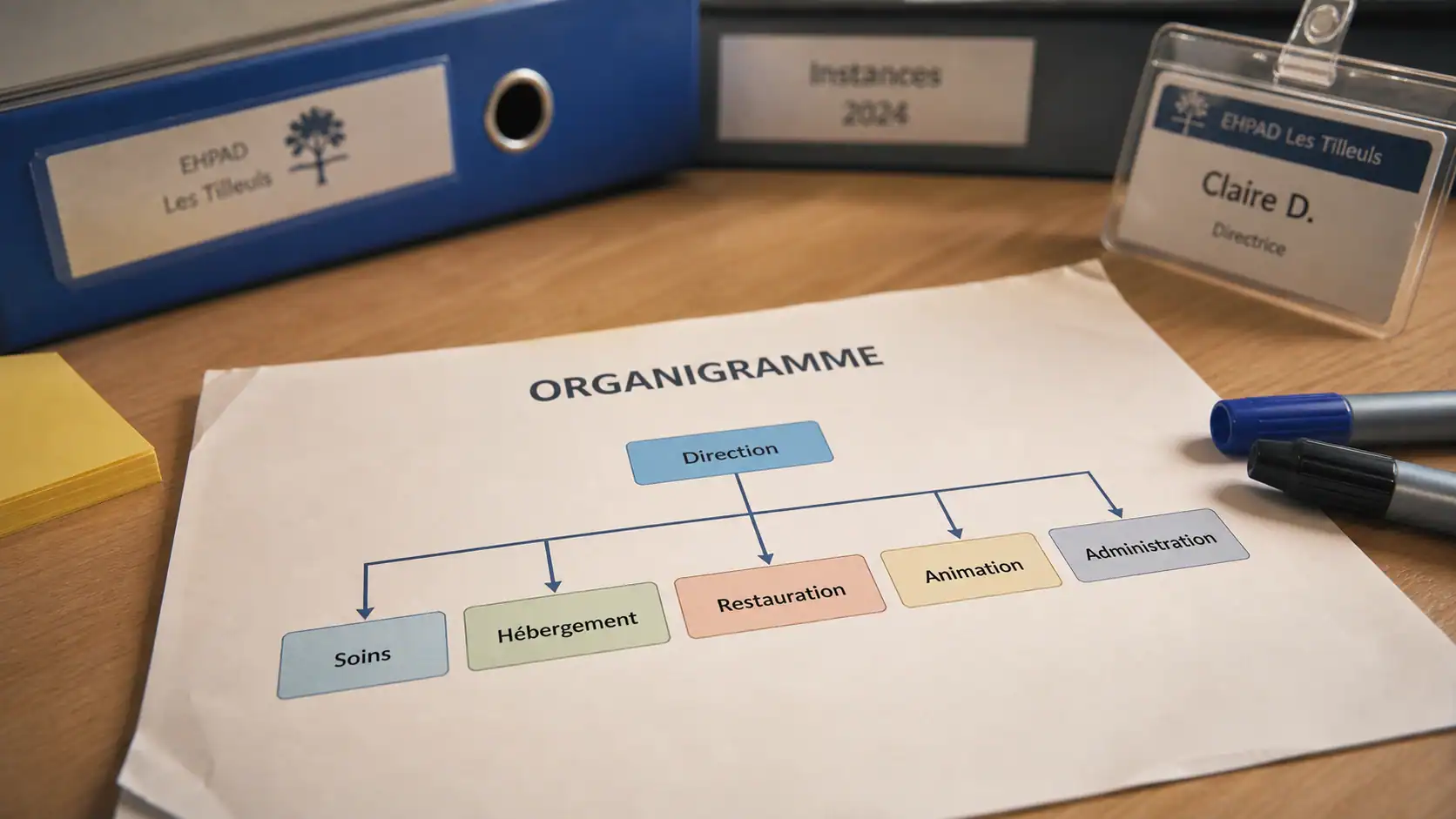 organigramme ehpad : direction, soins et hébergement