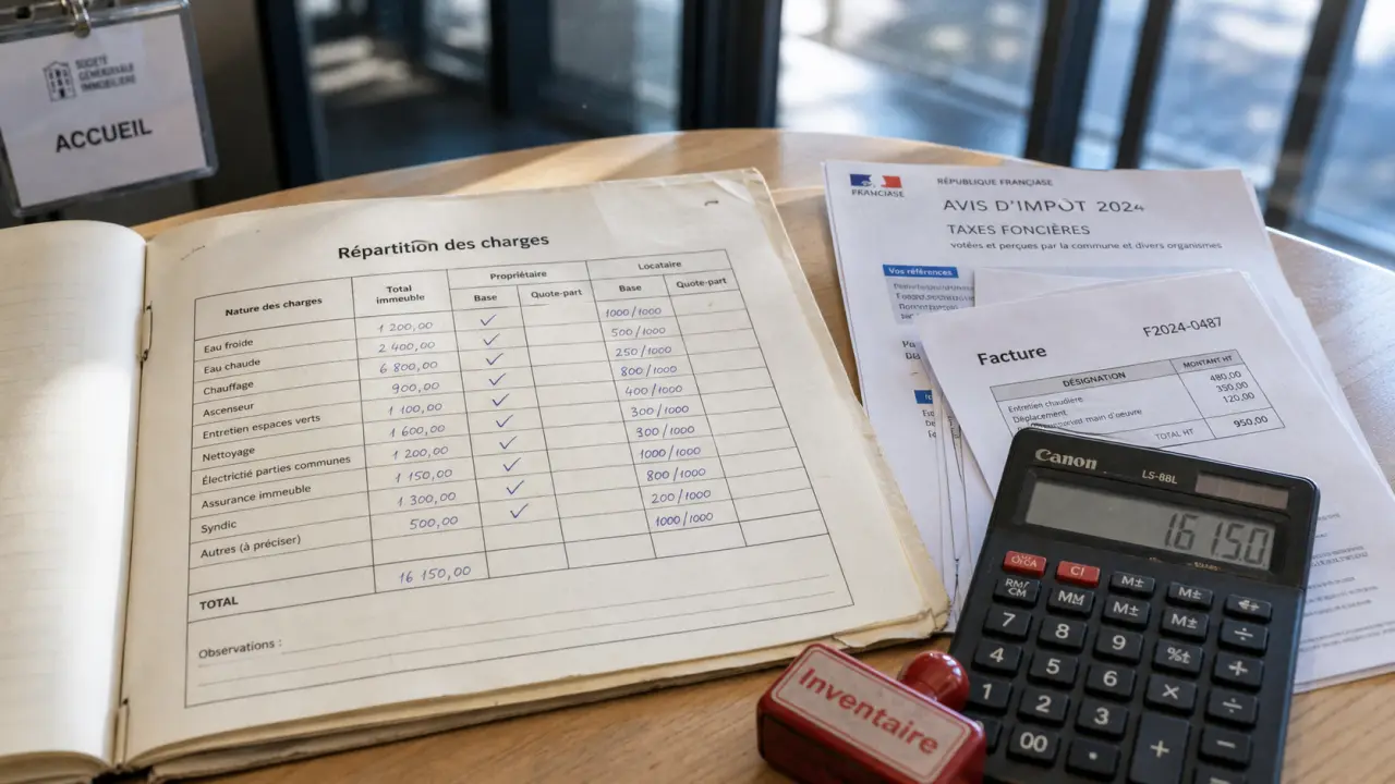 Tableau de répartition des charges bail commercial, charges et justificatifs