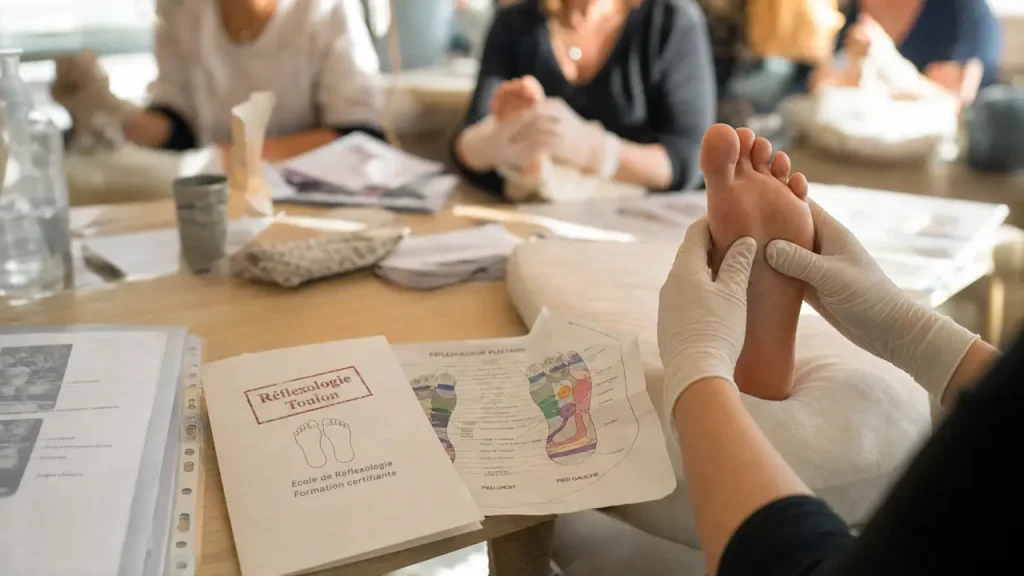 Formation réflexologie plantaire à Toulon : 14 heures de pratique, Qualiopi et binôme à vérifier