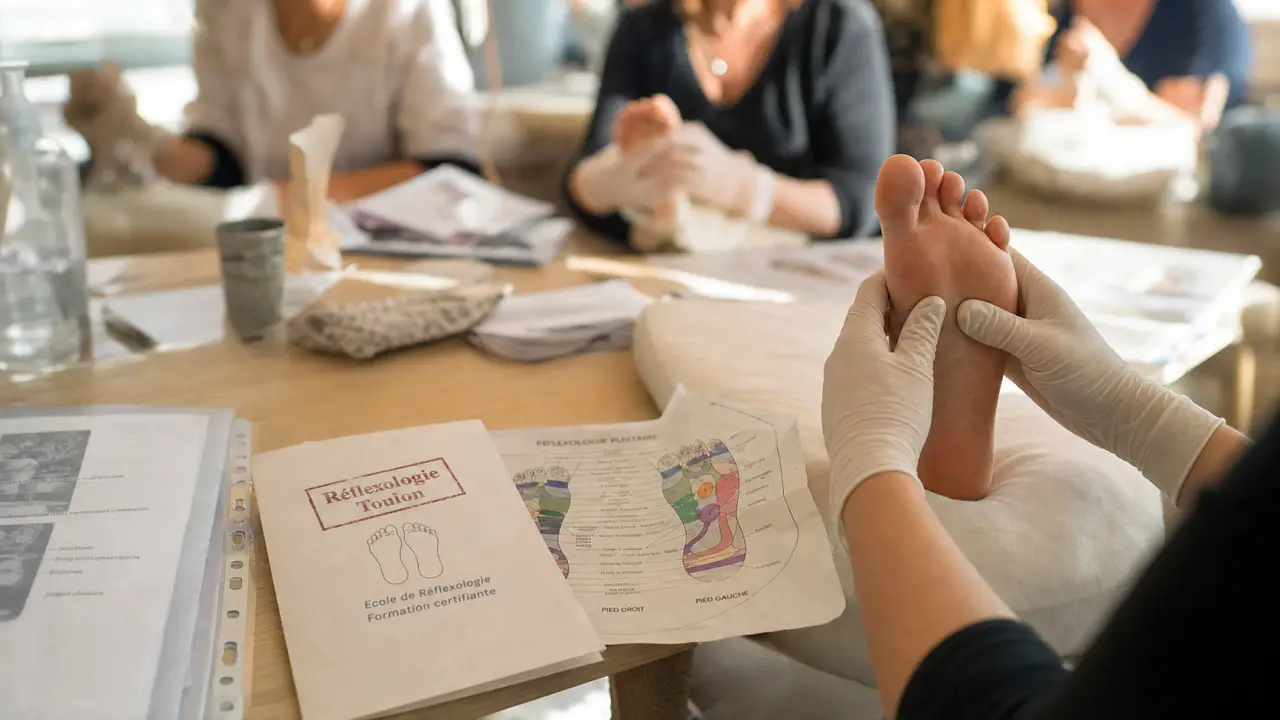 Formation reflexologie plantaire Toulon en pratique, pieds et planche plantaire