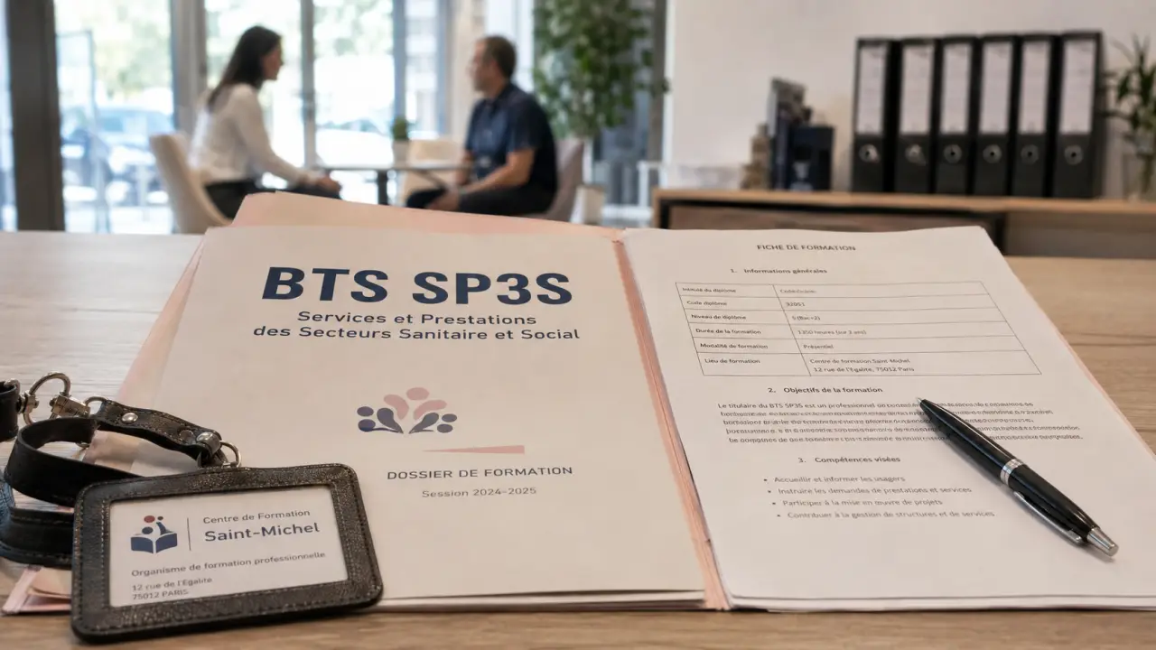 bts sp3s formation continue : dossier BTS et fiche de formation au premier plan